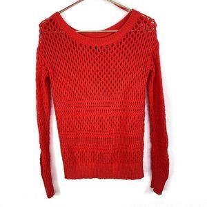 American Eagle Orange Open Knit Sweater Size XS